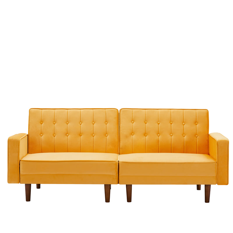 Yellow split sofa