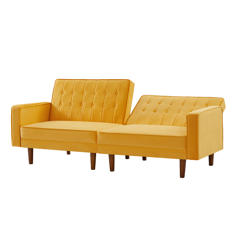 Yellow split sofa