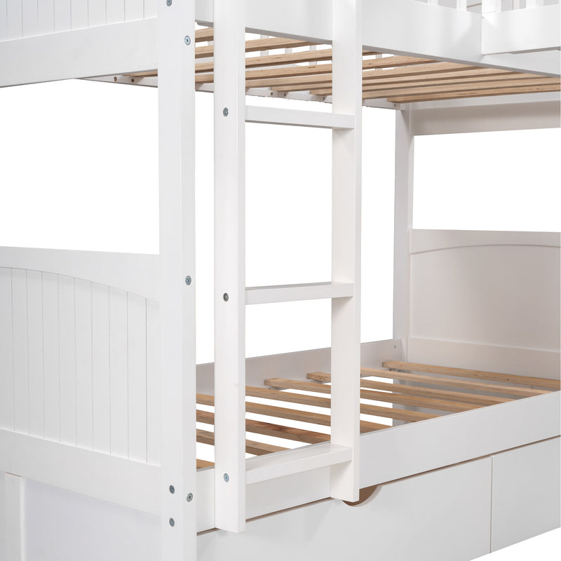 Twin Size Bunk Bed with a Loft Bed attached, with Two Drawers