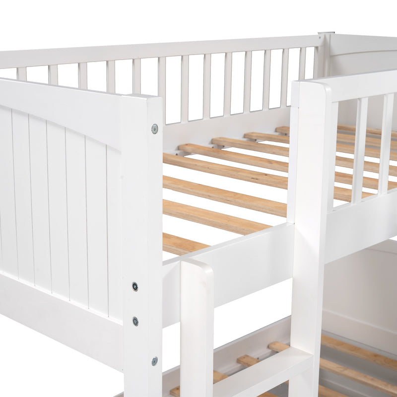 Twin Size Bunk Bed with a Loft Bed attached, with Two Drawers