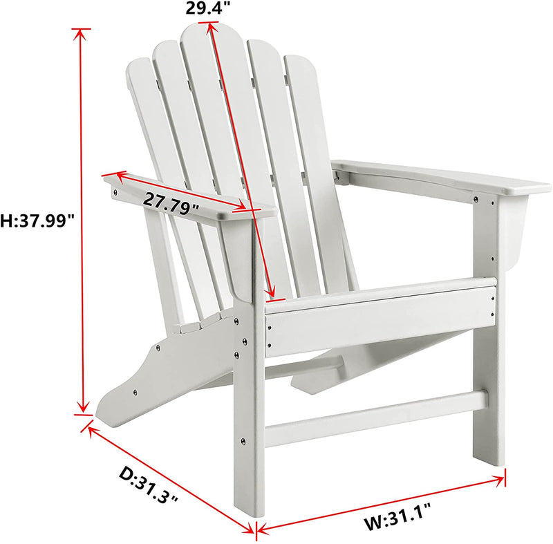 Classic Outdoor Adirondack Chair Set of 2 for Garden Porch Patio Deck Backyard, Weather Resistant Accent Furniture