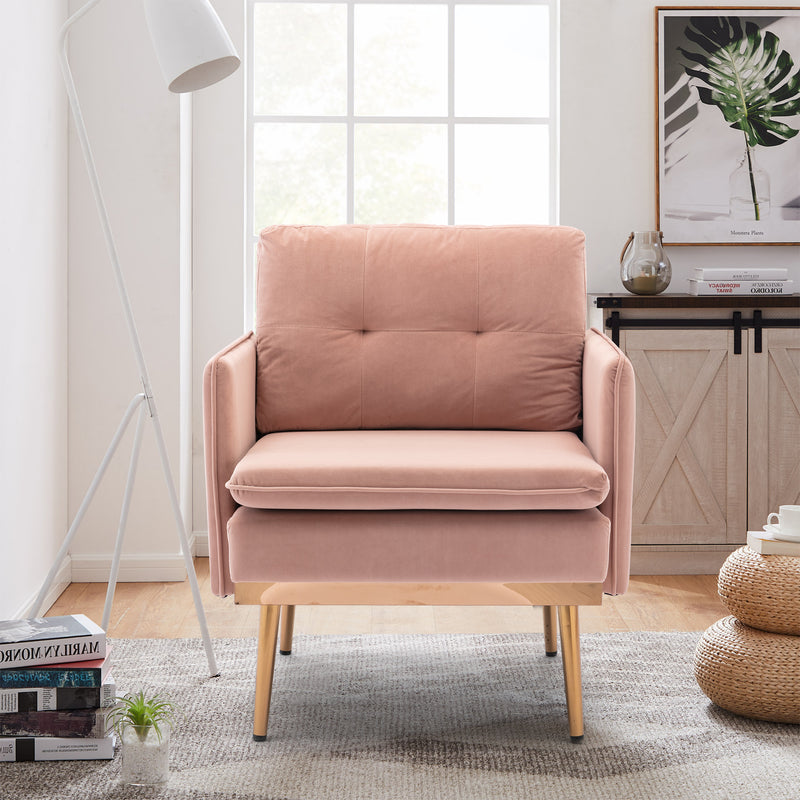 Living Room Chairs Modern Tufted Chaise Lounge Chair/Accent Chair Pink