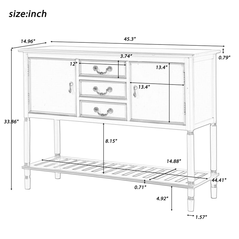 Modern Console Table Sofa Table for Living Room with 3 Drawers, 2 Cabinets and 1 Shelf