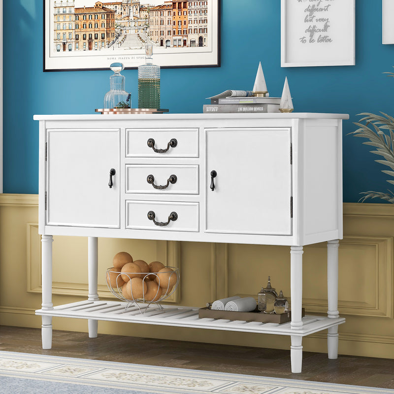 Modern Console Table Sofa Table for Living Room with 3 Drawers, 2 Cabinets and 1 Shelf