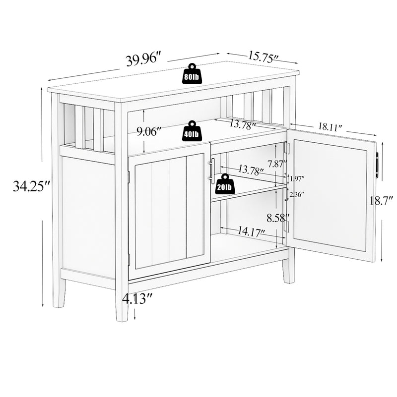 Kitchen storage sideboard and buffet server cabinet