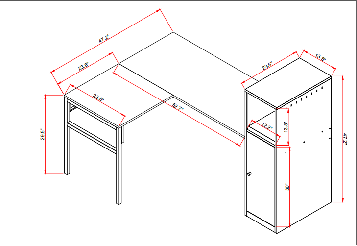 Metal storage cabinet with desk/File Cabinet/Metal Locker Office Cupboard for Bedroom/Living Room/Office L shaped desk set