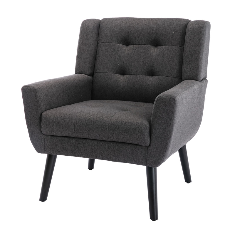 Modern Soft Linen Material Ergonomics Accent Chair Living Room Chair Bedroom Chair Home Chair With Black Legs For Indoor Home