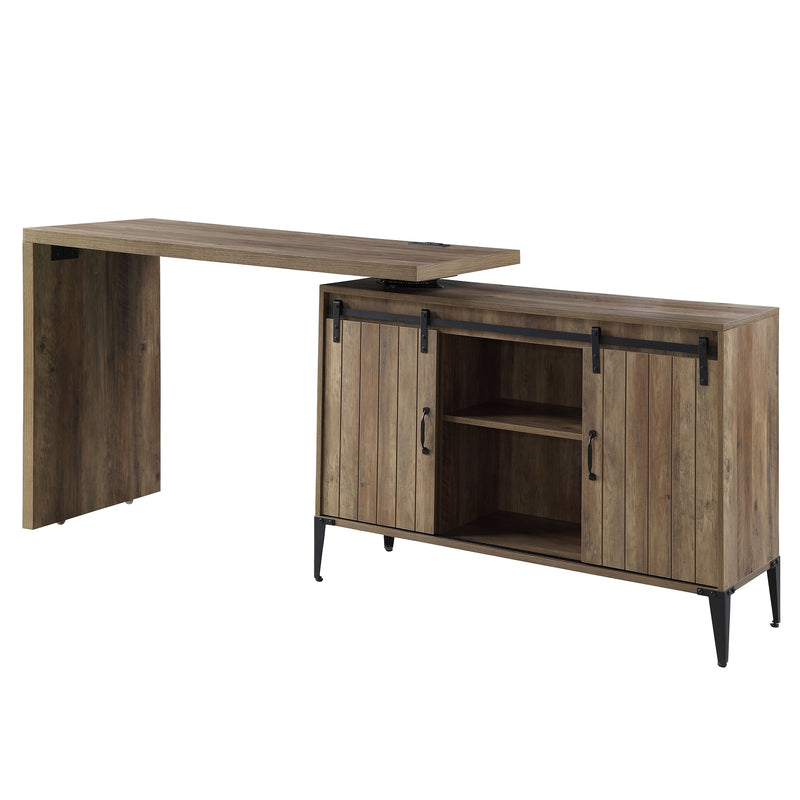 Writing Desk w/USB-Desk, Rustic Oak & Black Finish