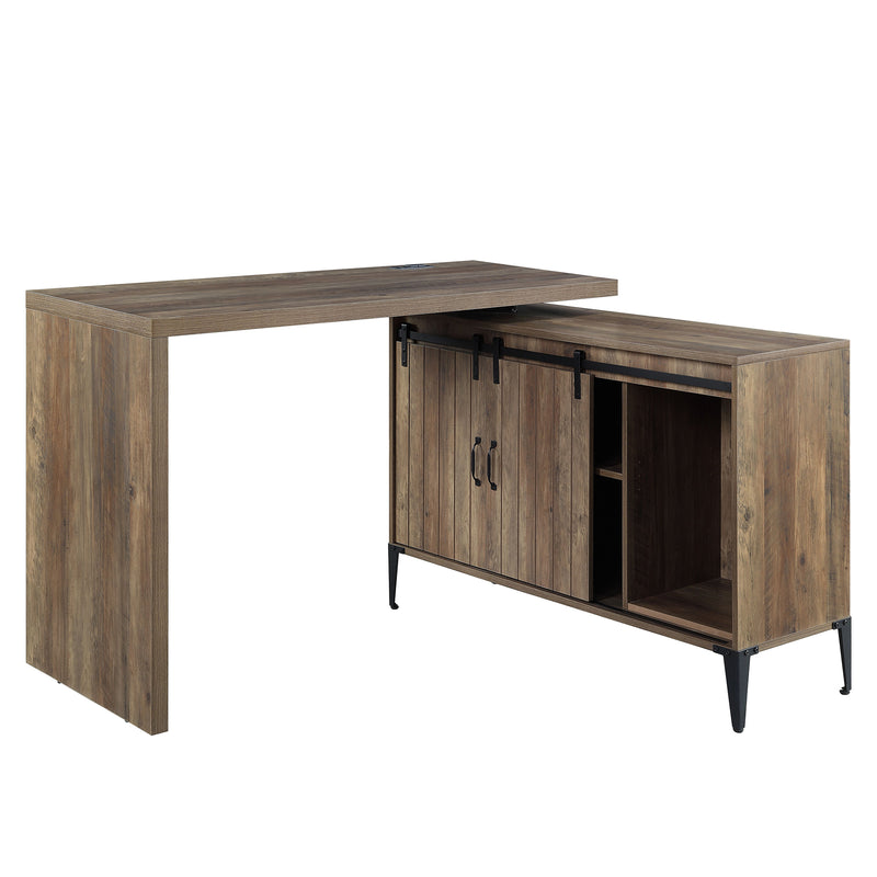 Writing Desk w/USB-Desk, Rustic Oak & Black Finish