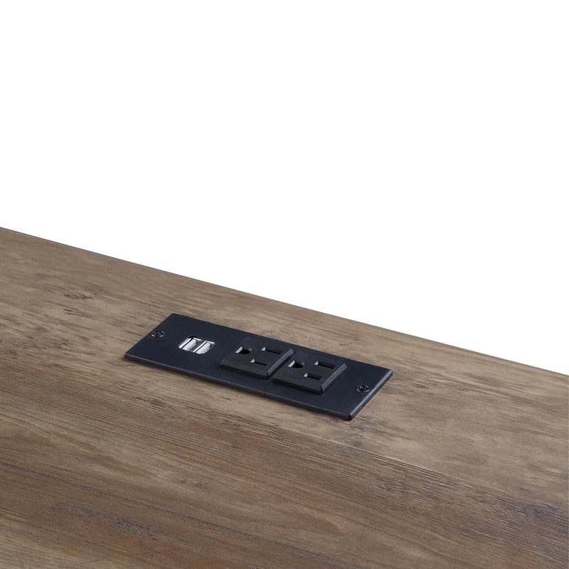 Writing Desk w/USB-Desk, Rustic Oak & Black Finish