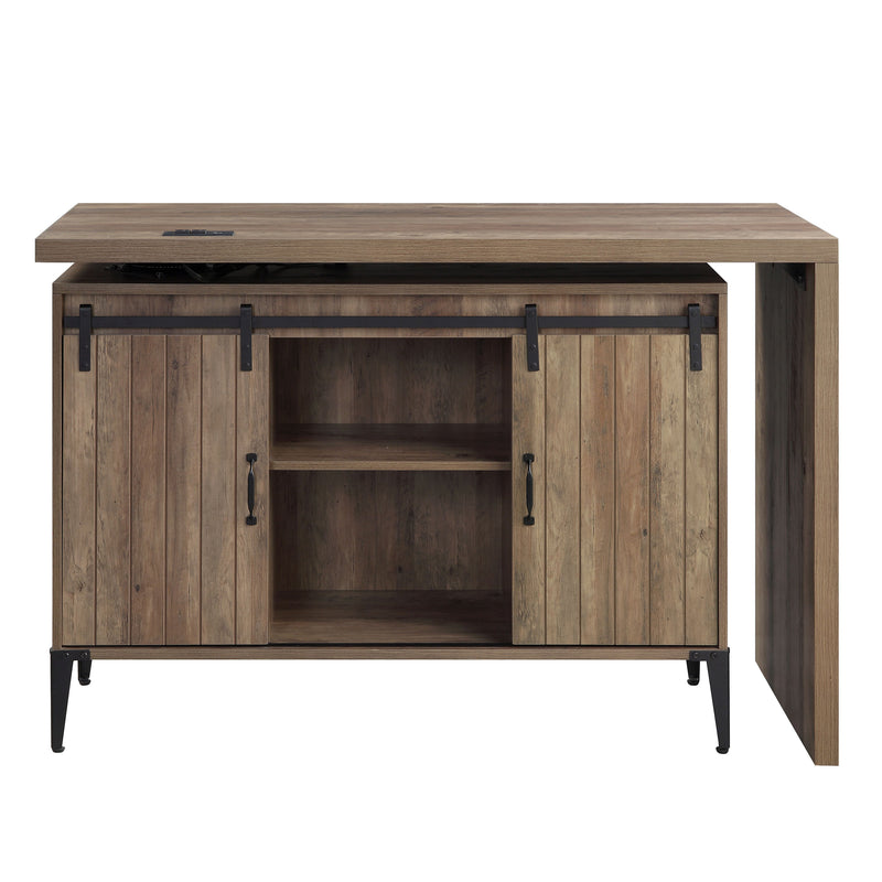 Writing Desk w/USB-Desk, Rustic Oak & Black Finish