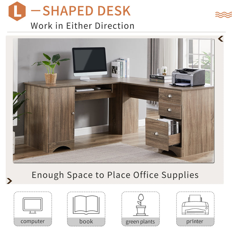 L-shaped Office Desk Computer Desk with Storage and Shelf Study/Writing Desk for Home