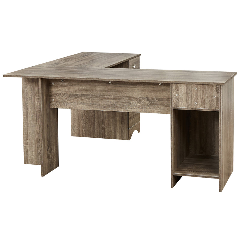 L-shaped Office Desk Computer Desk with Storage and Shelf Study/Writing Desk for Home