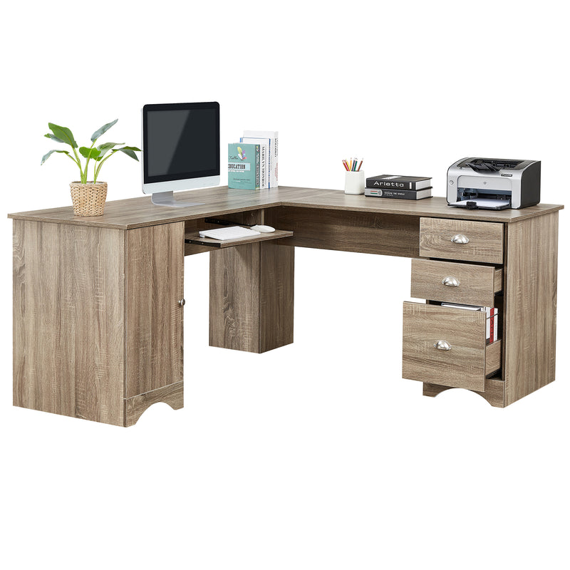 L-shaped Office Desk Computer Desk with Storage and Shelf Study/Writing Desk for Home