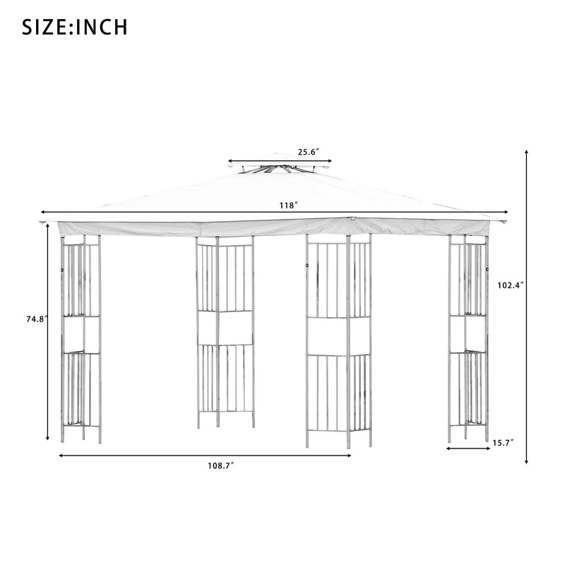 Patio Gazebos for Patios Double Roof Soft Canopy Garden Backyard Gazebo for Shade and Rain,Beige