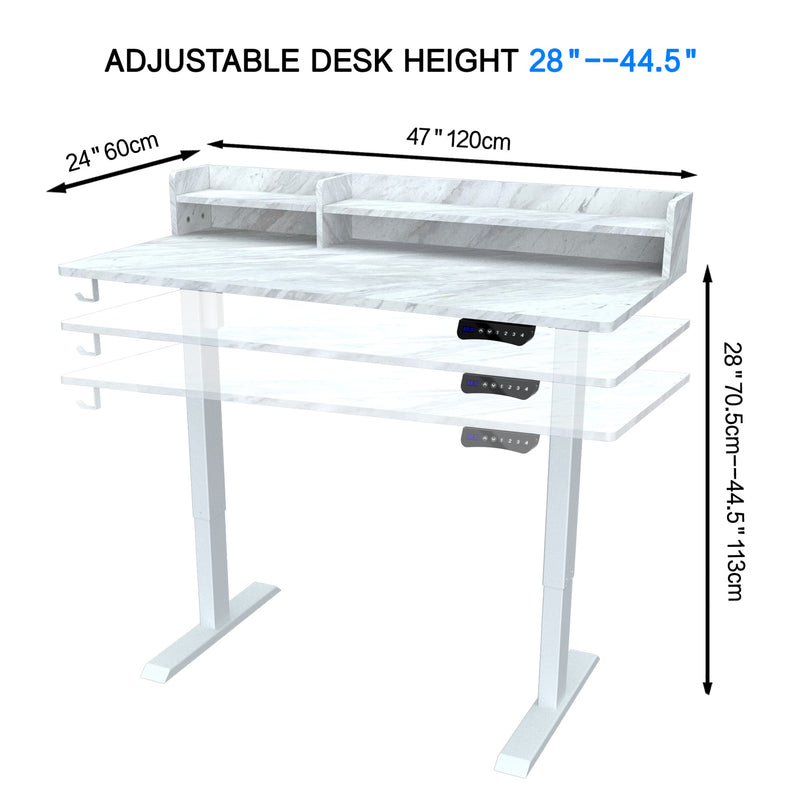 47’ Electric Height Adjustable Office Desk with bookshelf