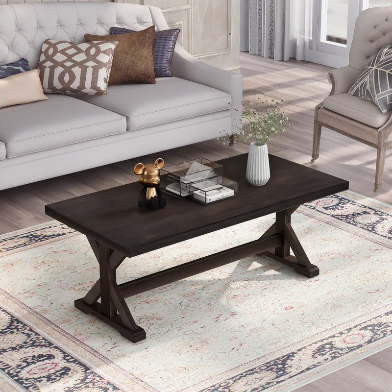 Livingroom Set Vintage Style Easy Assembly 47.25” Coffee Table Cocktail Table with Firm Structure