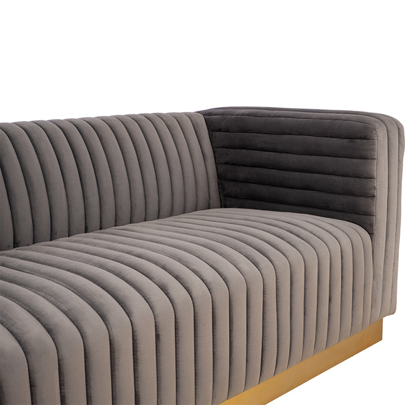 Three-position flannel sofa, golden stainless steel square bottom frame