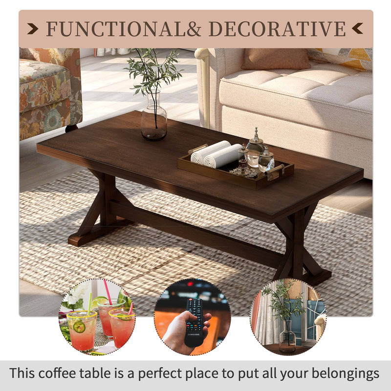 Livingroom Set Vintage Style Easy Assembly 47.25” Coffee Table Cocktail Table with Firm Structure