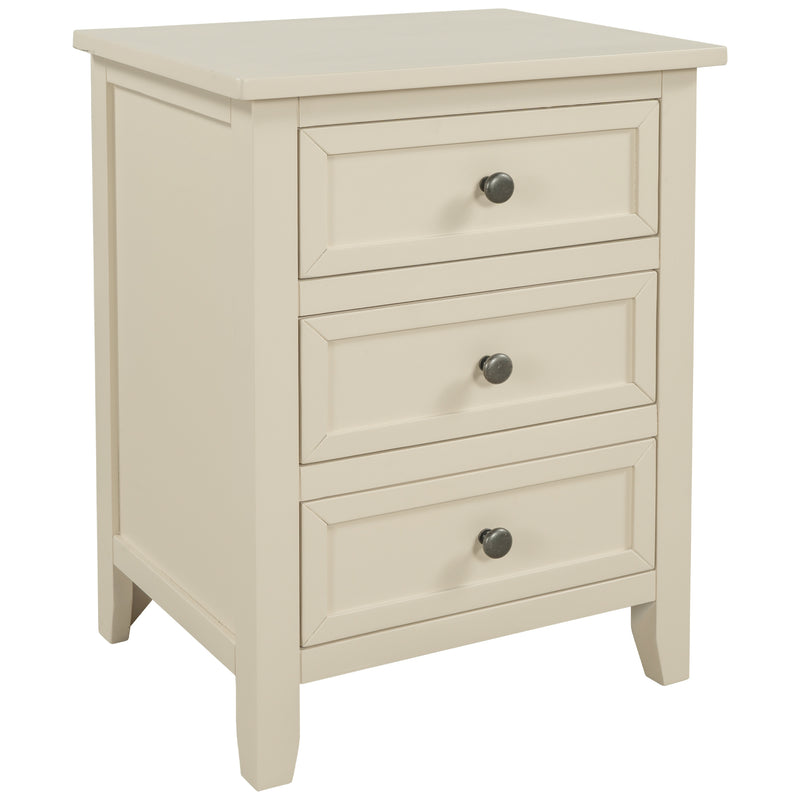 3-Drawer End Table Storage Wood Cabinet ，Solid wood frame