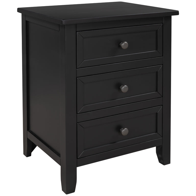 3-Drawer End Table Storage Wood Cabinet ，Solid wood frame