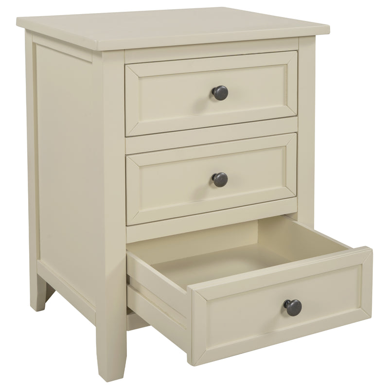 3-Drawer End Table Storage Wood Cabinet ，Solid wood frame