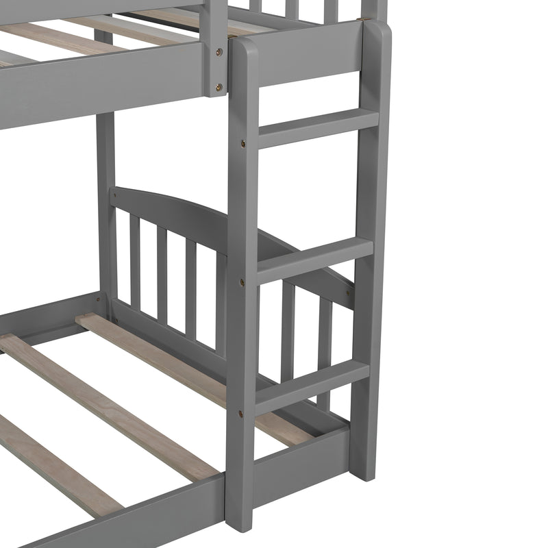 Stairway Twin over Twin Bunk Bed with Two Drawers and Slide