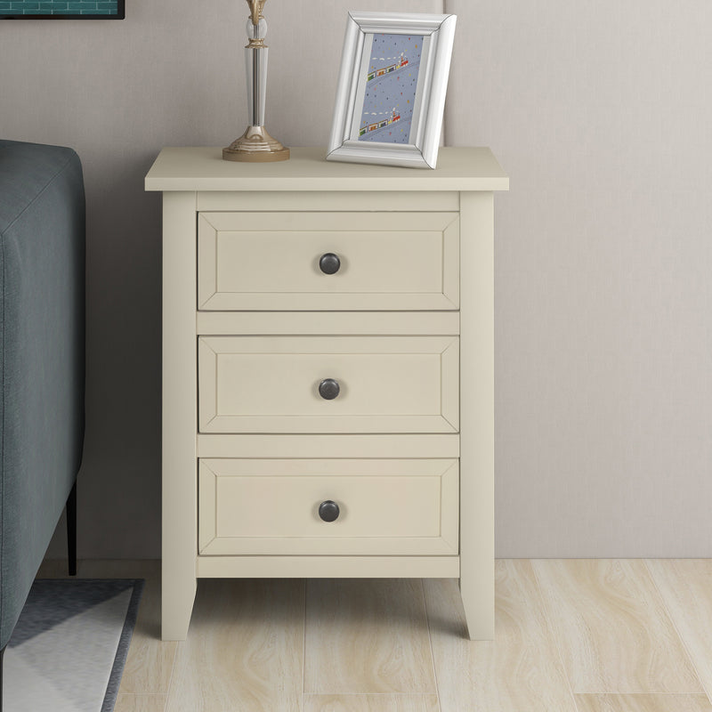 3-Drawer End Table Storage Wood Cabinet ，Solid wood frame