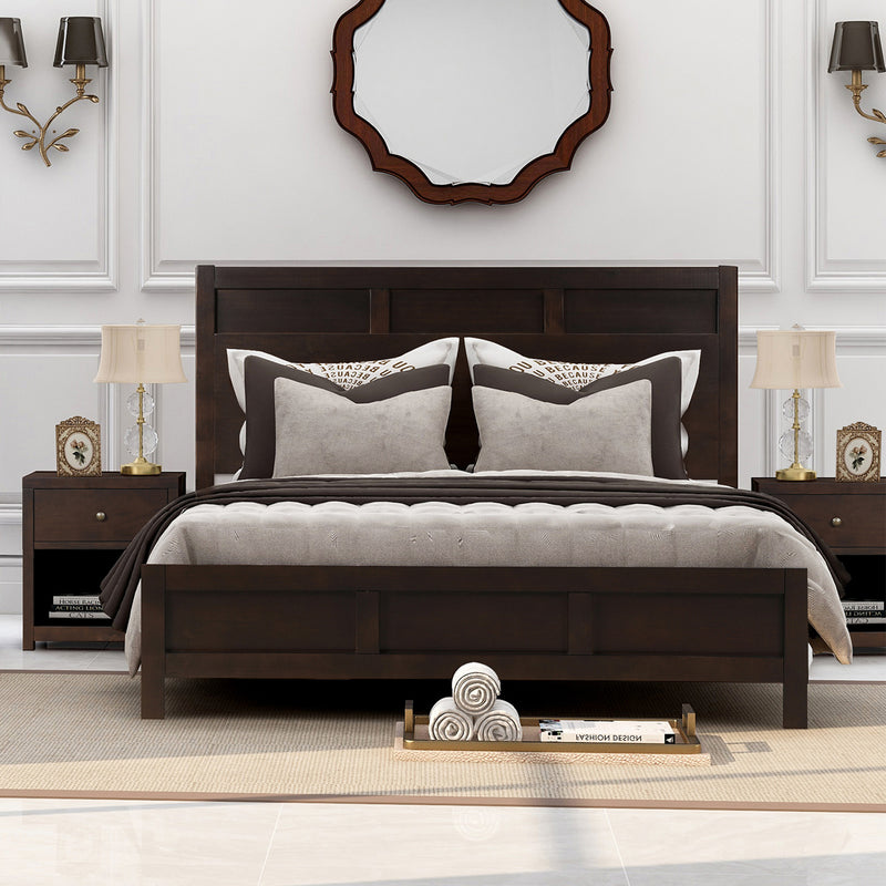 Classic Rich Brown 3 Pieces King Bedroom Set (King Bed + Nightstand*2)