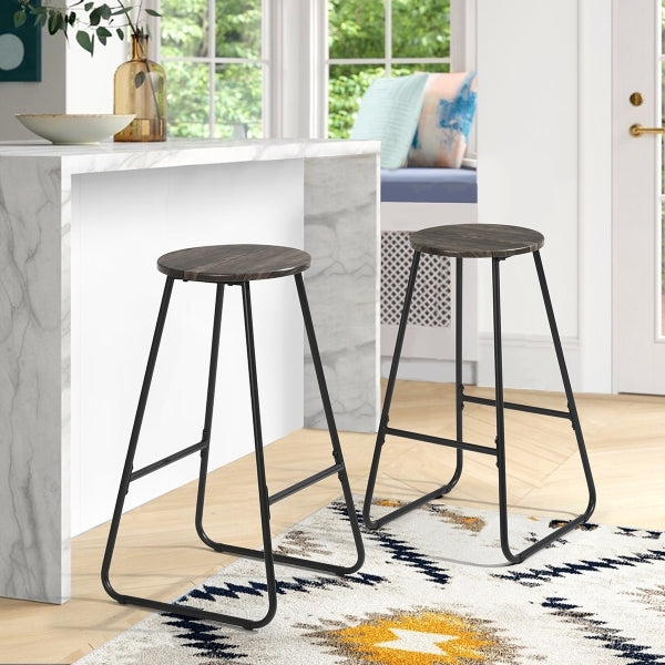 27 Inch Counter Height Bar Stools Set of 2, Armless Counter Stools MDF Seat with Metal Legs for Dining Room Kithchen Bar