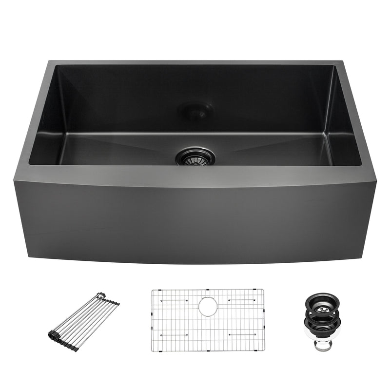 30 Black Farmhouse Sink 30x21x10 Stainless Steel Apron Front Kitchen Sink Gunmetal Black 16 Gauge 10 Inch Deep Single Bowl