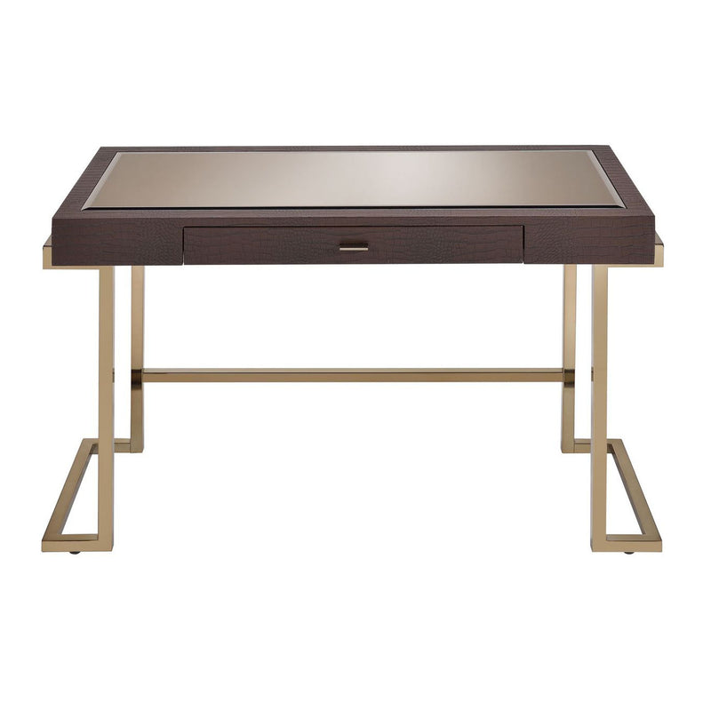 Desk in Espresso PU & Champagne