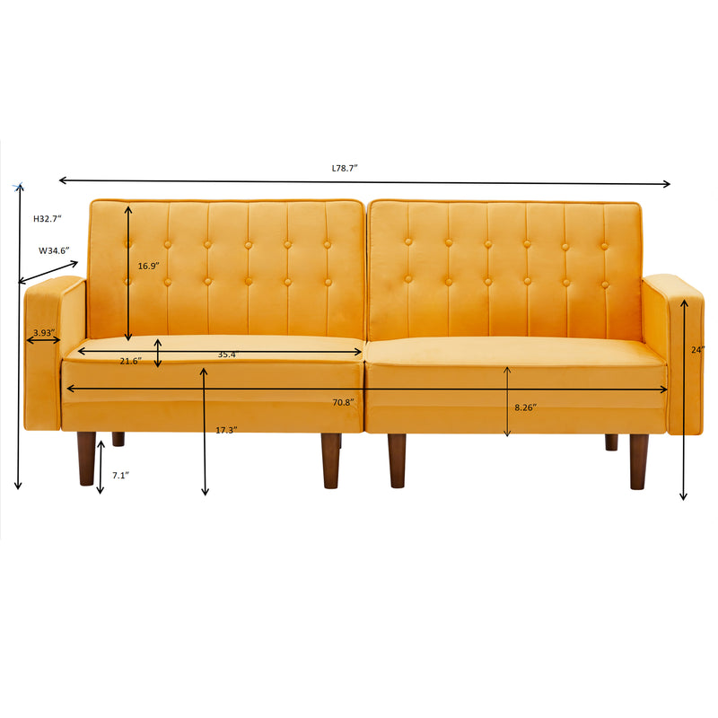 Yellow split sofa