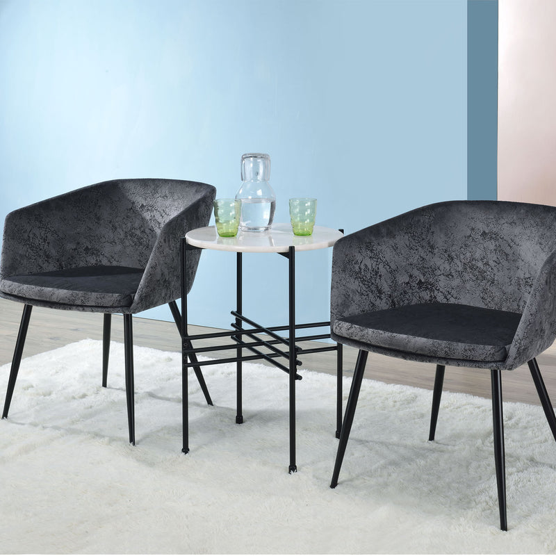 3Pc Pack Chair & Table, Gray Velvet & Black