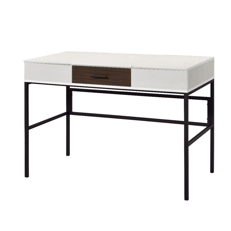 Metal Frame Wood Computer Table Built-in USB Port Writing Desk