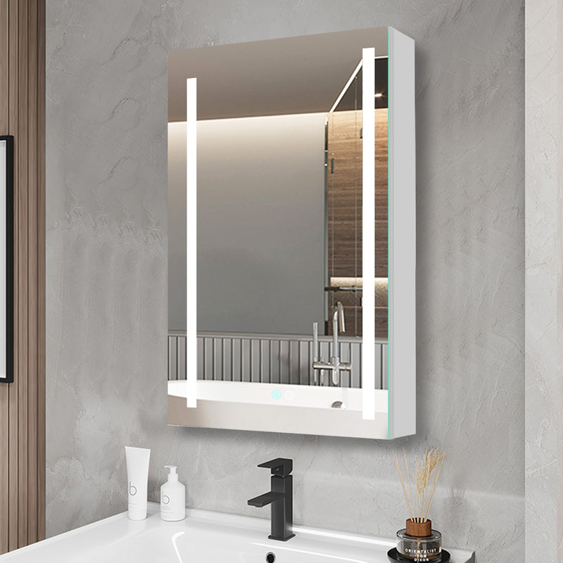 30x20 inch LED Bathroom Medicine Cabinet Surface Mounted Cabinets With Lighted Mirror  White Right Open