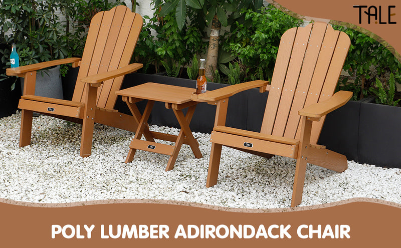 Adirondack Chair Backyard Outdoor Furniture Painted Seating with Cup Holder All-Weather and Fade-Resistant Plastic Wood for Lawn Patio Deck Garden Porch Lawn Furniture Chairs Brown