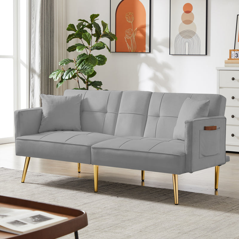 GREY VELVET SOFA BED