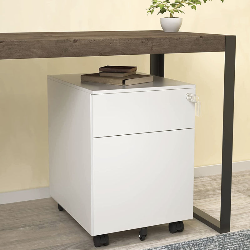 2 Drawer Mobile File Cabinet with Lock Metal Filing Cabinet for Legal/Letter/A4/F4 Size, Fully Assembled Include Wheels, Home/Office Design