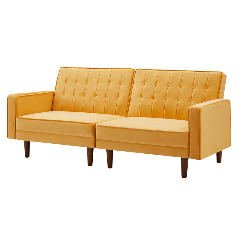 Yellow split sofa