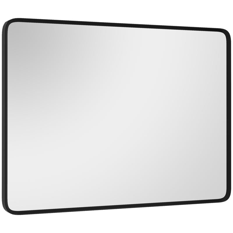 HOMCOM 30 x 22 Inch Wall Mirror, Aluminum Frame Rectangular Wall Mirrors Decorative Mirror, 5-Layer Float Technology Mirror for Home Decor, Bathroom, Corner Hangs (Horizontal/Vertical)