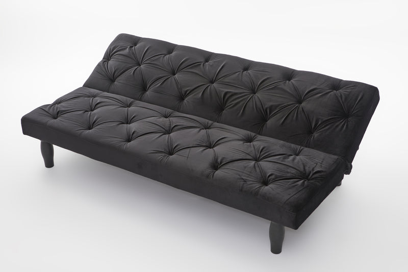 2534B Sofa converts into sofa bed 66" black velvet sofa bed suitable for family living room, apartment, bedroom