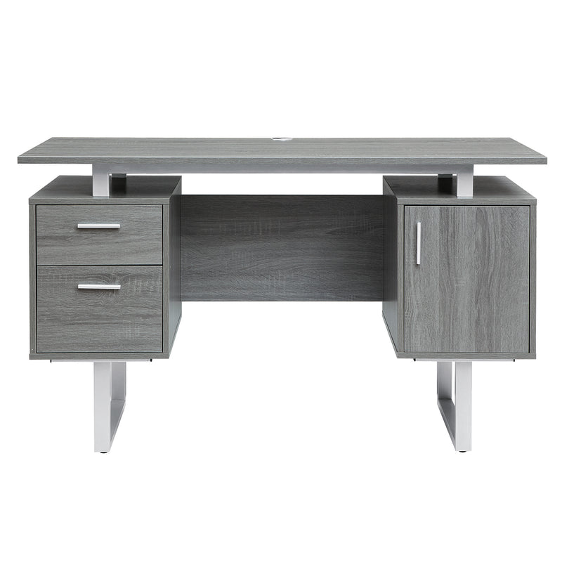 Modern Office Desk with Storage, Grey