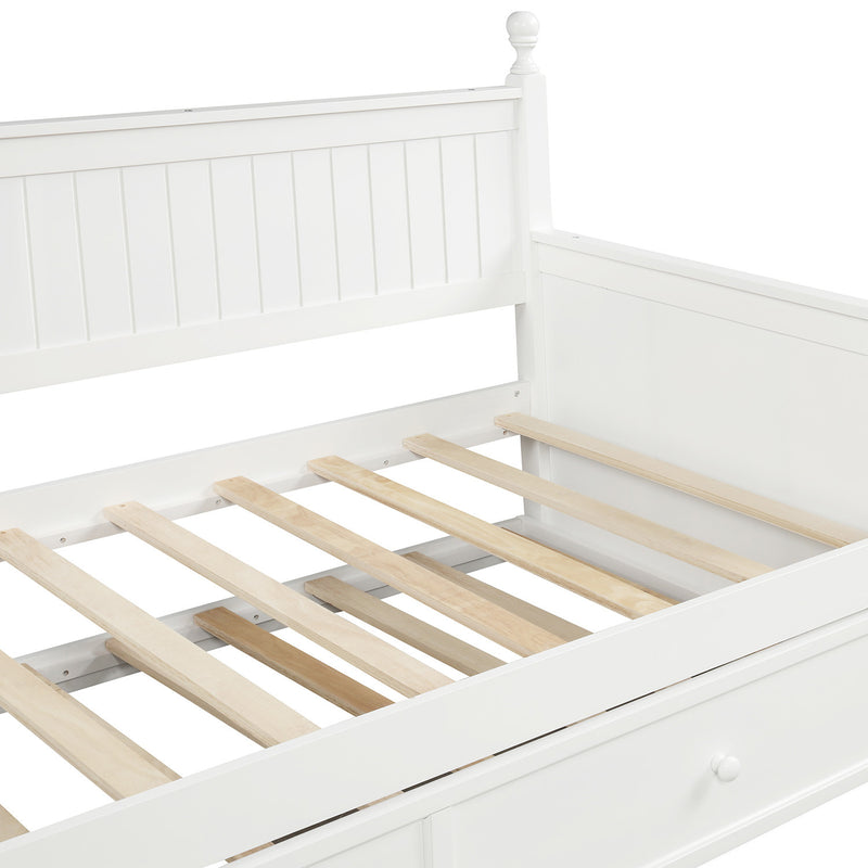 Twin Size Wood Daybed with Twin Size Trundle (White)