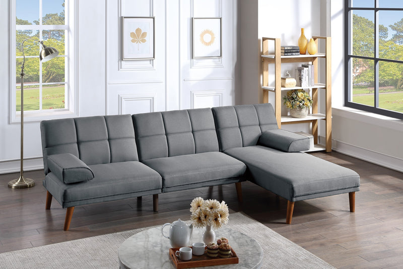 Blue Grey Color Polyfiber Sectional Sofa Set Living Room Furniture Solid wood Legs Tufted Couch Adjustable Sofa Chaise