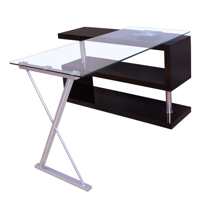 Desk in Black High Gloss & Clear Glass