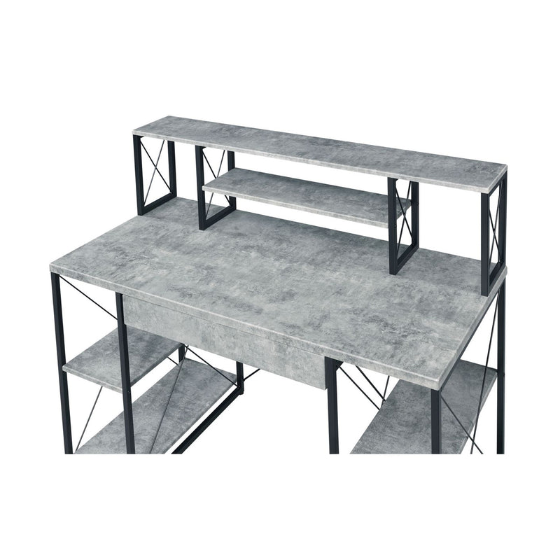 Metal Comupter Desk with Drawer and Shelves