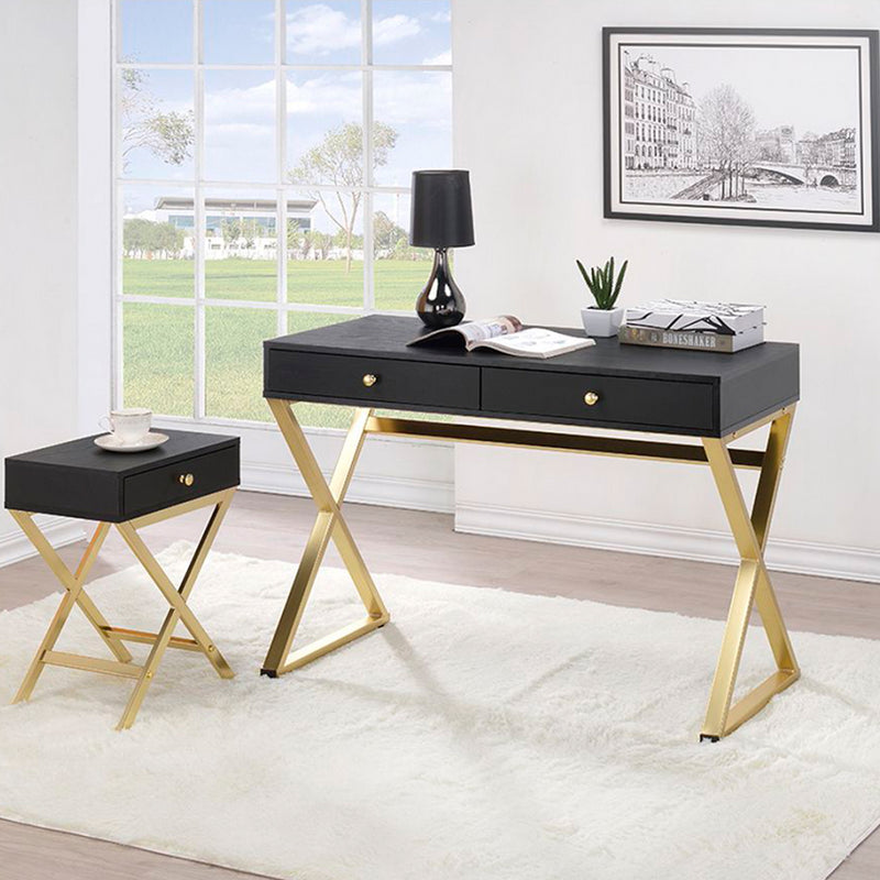 Metal Frame Wood Comouter Desk with 2 Drawers