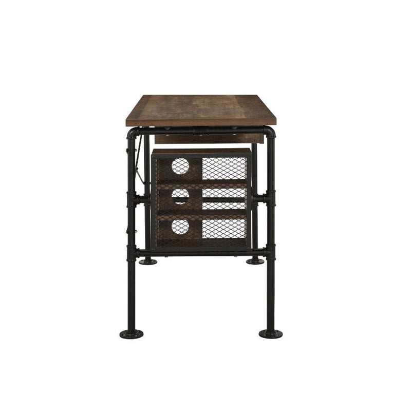 Metal Frame Wood Computer Desk Writing Desk with Drawer and Shelf