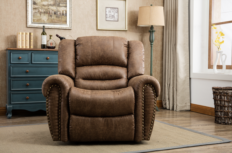 Recliner Chair Classic and Traditional Luxurious Brass Rivets Decoration Manual Chair Reclining